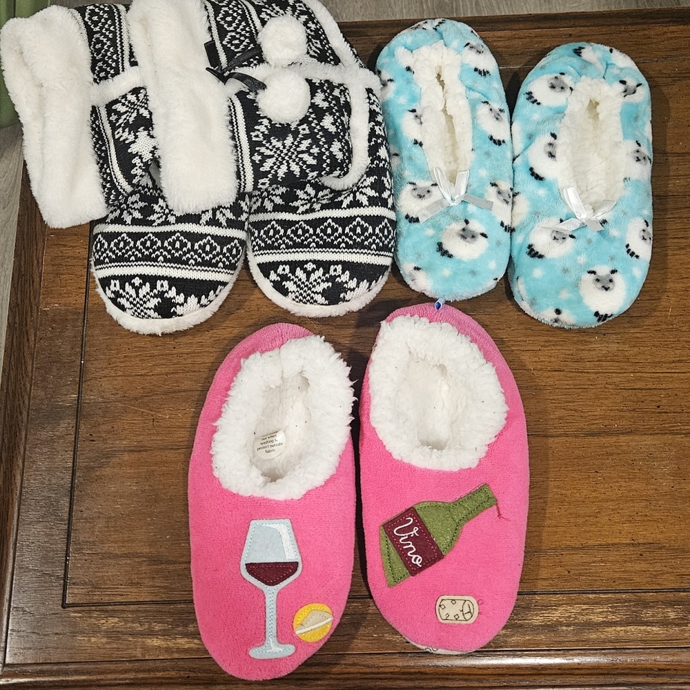 Three sets of fun womens slippers!